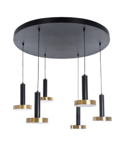 GloboStar® GLOBOSTAR® ZANE 60935 Μοντέρνο Κρεμαστό Φωτιστικό Οροφής LED 100W 11200lm 120° AC 220-240V IP20 Ρυθμιζόμενο Λευκό CCT με Χειριστήριο από 2700K έως 6000K Dimmable - Lumileds SMD Chip - Μαύρο & Χρυσό - Μ80 x Π80 x Υ20cm - 3 Χρόνια Εγγύηση