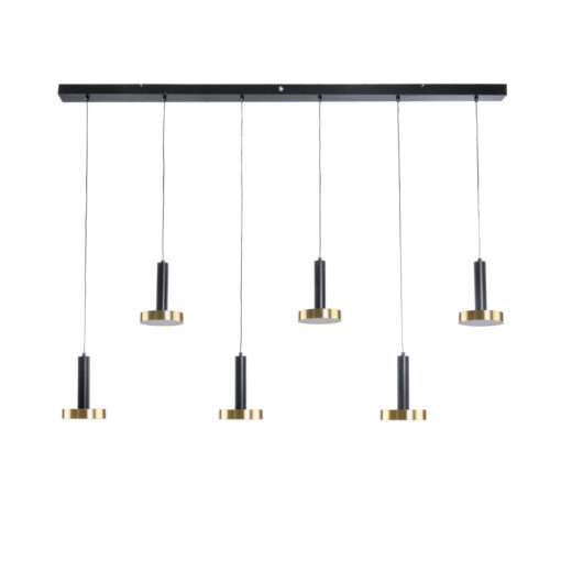 GloboStar® GLOBOSTAR® ZANE 60937 Μοντέρνο Κρεμαστό Φωτιστικό Οροφής LED 100W 11200lm 120° AC 220-240V IP20 Ρυθμιζόμενο Λευκό CCT με Χειριστήριο από 2700K έως 6000K Dimmable - Lumileds SMD Chip - Μαύρο & Χρυσό - Μ160 x Π15 x Υ20cm - 3 Χρόνια Εγγύηση