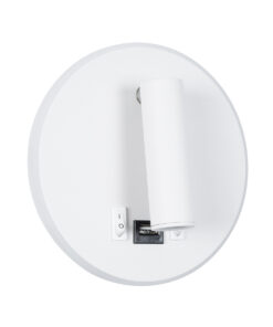 GloboStar® GloboStar® LADY-R 60939 Μοντέρνο Φωτιστικό Τοίχου - Απλίκα Ξενοδοχείου Bed Side LED 6W 600lm 36° & 360° AC 220-240V - Reading Light & Κρυφός Φωτισμός - Φορτιστής USB 3A - Φ15 x Υ7cm - Φυσικό Λευκό 4500K - Λευκό - 3 Χρόνια Εγγύηση