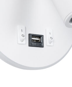 GloboStar® LADY-R 60939 Μοντέρνο Φωτιστικό Τοίχου - Απλίκα Ξενοδοχείου Bed Side LED 6W 600lm 36° & 360° AC 220-240V - Reading Light & Κρυφός Φωτισμός - Φορτιστής USB 3A - Φ15 x Υ7cm - Φυσικό Λευκό 4500K - Λευκό - 3 Χρόνια Εγγύηση 14 60938 5