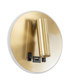 Alternative view of GloboStar® LADY-R 60940 Μοντέρνο Φωτιστικό Τοίχου - Απλίκα Ξενοδοχείου Bed Side LED 6W 600lm 36° & 360° AC 220-240V - Reading Light & Κρυφός Φωτισμός - Φορτιστής USB 3A - Φ15 x Υ7cm - Φυσικό Λευκό 4500K - Χρυσό Πλατίνα - 3 Χρόνια Εγγύηση