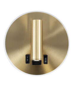 GloboStar® LADY-R 60940 Μοντέρνο Φωτιστικό Τοίχου - Απλίκα Ξενοδοχείου Bed Side LED 6W 600lm 36° & 360° AC 220-240V - Reading Light & Κρυφός Φωτισμός - Φορτιστής USB 3A - Φ15 x Υ7cm - Φυσικό Λευκό 4500K - Χρυσό Πλατίνα - 3 Χρόνια Εγγύηση 15 60940 3