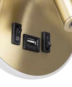 GloboStar® LADY-R 60940 Μοντέρνο Φωτιστικό Τοίχου - Απλίκα Ξενοδοχείου Bed Side LED 6W 600lm 36° & 360° AC 220-240V - Reading Light & Κρυφός Φωτισμός - Φορτιστής USB 3A - Φ15 x Υ7cm - Φυσικό Λευκό 4500K - Χρυσό Πλατίνα - 3 Χρόνια Εγγύηση 18 60940 6