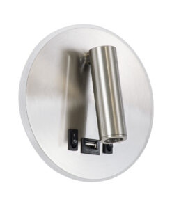 Alternative view of GloboStar® LADY-R 60941 Μοντέρνο Φωτιστικό Τοίχου - Απλίκα Ξενοδοχείου Bed Side LED 6W 600lm 36° & 360° AC 220-240V - Reading Light & Κρυφός Φωτισμός - Φορτιστής USB 3A - Φ15 x Υ7cm - Φυσικό Λευκό 4500K - Νίκελ Βούρτσας - 3 Χρόνια Εγγύηση