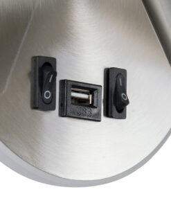 GloboStar® LADY-R 60941 Μοντέρνο Φωτιστικό Τοίχου - Απλίκα Ξενοδοχείου Bed Side LED 6W 600lm 36° & 360° AC 220-240V - Reading Light & Κρυφός Φωτισμός - Φορτιστής USB 3A - Φ15 x Υ7cm - Φυσικό Λευκό 4500K - Νίκελ Βούρτσας - 3 Χρόνια Εγγύηση 18 60941 6