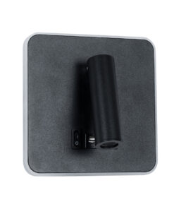 GloboStar® GloboStar® LADY-S 60942 Μοντέρνο Φωτιστικό Τοίχου - Απλίκα Ξενοδοχείου Bed Side LED 6W 600lm 36° & 360° AC 220-240V - Reading Light & Κρυφός Φωτισμός - Φορτιστής USB 3A - Μ15 x Π15 x Υ7cm - Φυσικό Λευκό 4500K - Μαύρο - 3 Χρόνια Εγγύηση