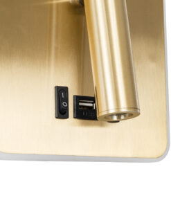 GloboStar® LADY-S 60944 Μοντέρνο Φωτιστικό Τοίχου - Απλίκα Ξενοδοχείου Bed Side LED 6W 600lm 36° & 360° AC 220-240V - Reading Light & Κρυφός Φωτισμός - Φορτιστής USB 3A - Μ15 x Π15 x Υ7cm - Φυσικό Λευκό 4500K - Χρυσό Πλατίνα - 3 Χρόνια Εγγύηση 14 60944 5