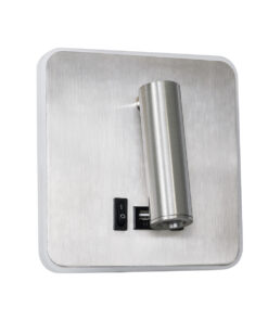 GloboStar® GloboStar® LADY-S 60945 Μοντέρνο Φωτιστικό Τοίχου - Απλίκα Ξενοδοχείου Bed Side LED 6W 600lm 36° & 360° AC 220-240V - Reading Light & Κρυφός Φωτισμός - Φορτιστής USB 3A - Μ15 x Π15 x Υ7cm - Φυσικό Λευκό 4500K - Νίκελ Βούρτσας- 3 Χρόνια Εγγύηση