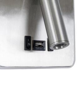 GloboStar® LADY-S 60945 Μοντέρνο Φωτιστικό Τοίχου - Απλίκα Ξενοδοχείου Bed Side LED 6W 600lm 36° & 360° AC 220-240V - Reading Light & Κρυφός Φωτισμός - Φορτιστής USB 3A - Μ15 x Π15 x Υ7cm - Φυσικό Λευκό 4500K - Νίκελ Βούρτσας- 3 Χρόνια Εγγύηση 14 60945 5