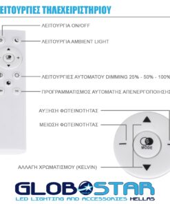 GLOBOSTAR® CASPER 61019 Μοντέρνο Κρεμαστό Φωτιστικό Οροφής LED 76W 8372lm 120° AC 220-240V IP20 Ρυθμιζόμενο Λευκό CCT με Χειριστήριο από 2700K έως 6000K Dimmable - Lumileds SMD Chip - Μαυρό - Μ45 x Π45 x Υ5.5cm - 3 Χρόνια Εγγύηση 23 61019 10
