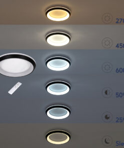 GloboStar® MELINA 61040 Πλαφονιέρα Οροφής Κύκλος LED CCT 55W 6376lm 120° AC 220-240V - Εναλλαγή Φωτισμού μέσω Τηλεχειριστηρίου All In One Ψυχρό Λευκό 6000k+Φυσικό Λευκό 4500k+Θερμό Λευκό 2700k Dimmable Φ48cm - Μαύρο - 3 Years Warranty 24 61040 11
