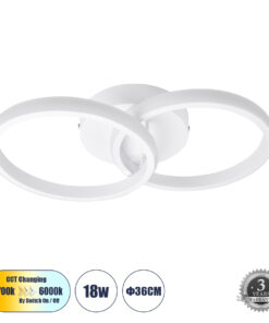 GloboStar® GLOBOSTAR® CORA 61059 Μοντέρνο Φωτιστικό Οροφής LED 18W 2160lm 300° AC 220-240V IP20 Ρυθμιζόμενο Λευκό CCT με On/Off 2700K/4500K/6000K - Lumileds SMD Chip - Λευκό Ματ - Μ36 x Π20.5 x Υ7cm - 3 Χρόνια Εγγύηση