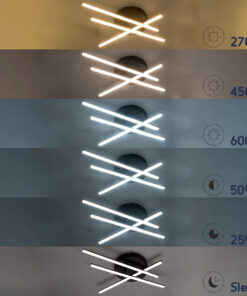 GLOBOSTAR® DRACO 61093 Μοντέρνο Φωτιστικό Οροφής LED 45W 5535lm 120° AC 220-240V IP20 Ρυθμιζόμενο Λευκό CCT με Χειριστήριο από 2700K έως 6000K Dimmable - Lumileds SMD Chip - Μαύρο Ματ - Μ50 x Π50 x Υ11cm - 3 Χρόνια Εγγύηση 22 61093 10