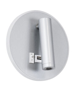 Alternative view of GloboStar® JERSEY 61103 Μοντέρνο Φωτιστικό Τοίχου - Απλίκα Ξενοδοχείου Bed Side LED 10W 1380lm 36° & 360° AC 220-240V - Reading Light & 360° Κρυφός Φωτισμός - Φορτιστής USB 3A - Φ14.5 x Π4cm - Φυσικό Λευκό 4500K - Νίκελ Βούρτσας