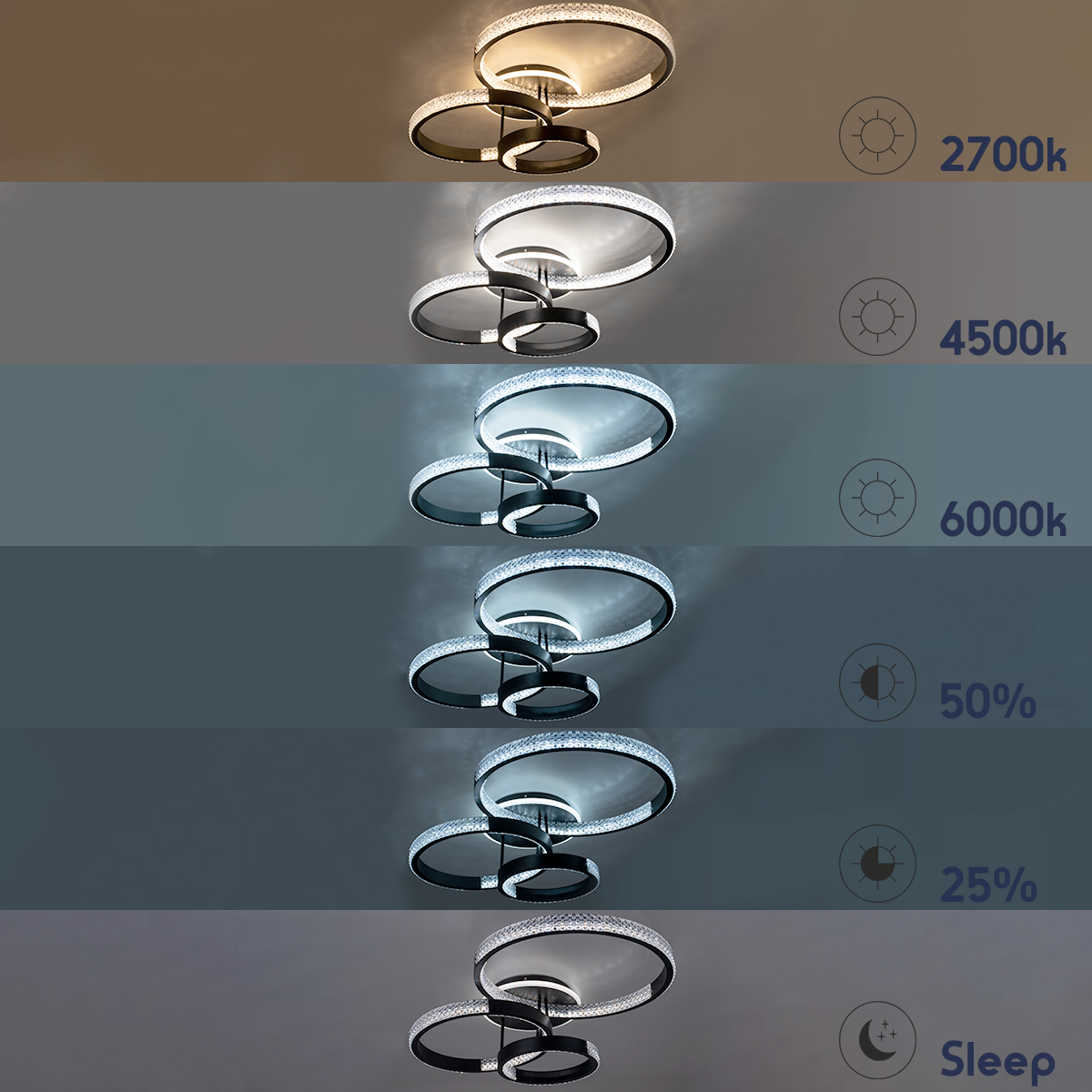 GloboStar® DIAMOND 61116 Φωτιστικό Οροφής Δαχτυλίδι-Κύκλος LED CCT 100W 12123lm 360° AC 220-240V - Εναλλαγή Φωτισμού μέσω Τηλεχειριστηρίου All In One Ψυχρό 6000k+Φυσικό 4500k+Θερμό 2700k Dimmable Φ30+40+50cm+BackLight - Χρυσό Βούρτσας - 3 Years Warranty 9 GloboStar® DIAMOND 61116 Φωτιστικό Οροφής Δαχτυλίδι-Κύκλος LED CCT 100W 12123lm 360° AC 220-240V - Εναλλαγή Φωτισμού μέσω Τηλεχειριστηρίου All In One Ψυχρό 6000k+Φυσικό 4500k+Θερμό 2700k Dimmable Φ30+40+50cm+BackLight - Χρυσό Βούρτσας - 3 Years Warranty - Image 7