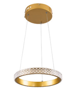 Alternative view of GLOBOSTAR® DIAMOND 61127 Μοντέρνο Κρεμαστό Φωτιστικό Οροφής LED 20W 2356lm 360° AC 220-240V IP20 Ρυθμιζόμενο Λευκό CCT με Χειριστήριο από 2700K έως 6000K Dimmable - Lumileds SMD Chip - Χρυσό Βούρτσας - Μ25 x Π25 x Υ3cm - 3 Χρόνια Εγγύηση