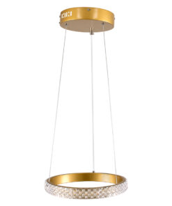 GLOBOSTAR® DIAMOND 61127 Μοντέρνο Κρεμαστό Φωτιστικό Οροφής LED 20W 2356lm 360° AC 220-240V IP20 Ρυθμιζόμενο Λευκό CCT με Χειριστήριο από 2700K έως 6000K Dimmable - Lumileds SMD Chip - Χρυσό Βούρτσας - Μ25 x Π25 x Υ3cm - 3 Χρόνια Εγγύηση 16 61127 4