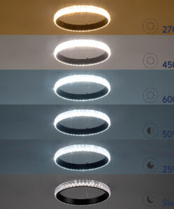 GLOBOSTAR® DIAMOND 61132 Μοντέρνο Κρεμαστό Φωτιστικό Οροφής LED 67W 7689lm 360° AC 220-240V IP20 Ρυθμιζόμενο Λευκό CCT με Χειριστήριο από 2700K έως 6000K Dimmable - Lumileds SMD Chip - Μαύρο - Μ80 x Π80 x Υ3cm - 3 Χρόνια Εγγύηση 22 61132 10