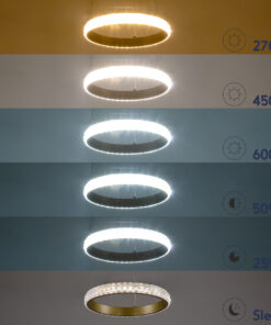 GLOBOSTAR® DIAMOND 61133 Μοντέρνο Κρεμαστό Φωτιστικό Οροφής LED 67W 7689lm 360° AC 220-240V IP20 Ρυθμιζόμενο Λευκό CCT με Χειριστήριο από 2700K έως 6000K Dimmable - Lumileds SMD Chip - Χρυσό Βούρτσας - Μ80 x Π80 x Υ3cm - 3 Χρόνια Εγγύηση 22 61133 10