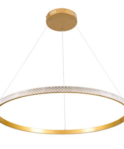 Alternative view of GLOBOSTAR® DIAMOND 61133 Μοντέρνο Κρεμαστό Φωτιστικό Οροφής LED 67W 7689lm 360° AC 220-240V IP20 Ρυθμιζόμενο Λευκό CCT με Χειριστήριο από 2700K έως 6000K Dimmable - Lumileds SMD Chip - Χρυσό Βούρτσας - Μ80 x Π80 x Υ3cm - 3 Χρόνια Εγγύηση