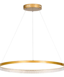 GLOBOSTAR® DIAMOND 61133 Μοντέρνο Κρεμαστό Φωτιστικό Οροφής LED 67W 7689lm 360° AC 220-240V IP20 Ρυθμιζόμενο Λευκό CCT με Χειριστήριο από 2700K έως 6000K Dimmable - Lumileds SMD Chip - Χρυσό Βούρτσας - Μ80 x Π80 x Υ3cm - 3 Χρόνια Εγγύηση 16 61133 4