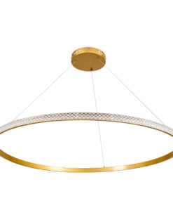 GLOBOSTAR® DIAMOND 61135 Μοντέρνο Κρεμαστό Φωτιστικό Οροφής LED 75W 8743lm 360° AC 220-240V IP20 Ρυθμιζόμενο Λευκό CCT με Χειριστήριο από 2700K έως 6000K Dimmable - Lumileds SMD Chip - Χρυσό Βούρτσας - Μ100 x Π100 x Υ3cm - 3 Χρόνια Εγγύηση 14 61135 2