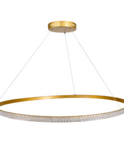 GLOBOSTAR® DIAMOND 61135 Μοντέρνο Κρεμαστό Φωτιστικό Οροφής LED 75W 8743lm 360° AC 220-240V IP20 Ρυθμιζόμενο Λευκό CCT με Χειριστήριο από 2700K έως 6000K Dimmable - Lumileds SMD Chip - Χρυσό Βούρτσας - Μ100 x Π100 x Υ3cm - 3 Χρόνια Εγγύηση 16 61135 4