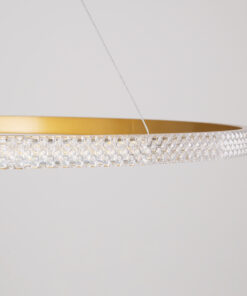 GLOBOSTAR® DIAMOND 61135 Μοντέρνο Κρεμαστό Φωτιστικό Οροφής LED 75W 8743lm 360° AC 220-240V IP20 Ρυθμιζόμενο Λευκό CCT με Χειριστήριο από 2700K έως 6000K Dimmable - Lumileds SMD Chip - Χρυσό Βούρτσας - Μ100 x Π100 x Υ3cm - 3 Χρόνια Εγγύηση 17 61135 5