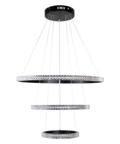 GLOBOSTAR® DIAMOND TRIO 61136 Μοντέρνο Κρεμαστό Φωτιστικό Οροφής LED 100W 12123lm 360° AC 220-240V IP20 Ρυθμιζόμενο Λευκό CCT με Χειριστήριο από 2700K έως 6000K Dimmable - Lumileds SMD Chip - Μαυρό Ματ - Μ60 x Π60 x Υ60cm - 3 Χρόνια Εγγύηση 17 61136 3