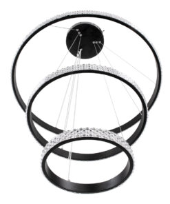 GLOBOSTAR® DIAMOND TRIO 61136 Μοντέρνο Κρεμαστό Φωτιστικό Οροφής LED 100W 12123lm 360° AC 220-240V IP20 Ρυθμιζόμενο Λευκό CCT με Χειριστήριο από 2700K έως 6000K Dimmable - Lumileds SMD Chip - Μαυρό Ματ - Μ60 x Π60 x Υ60cm - 3 Χρόνια Εγγύηση 18 61136 4