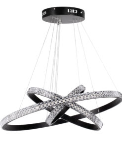 GLOBOSTAR® DIAMOND TRIO 61136 Μοντέρνο Κρεμαστό Φωτιστικό Οροφής LED 100W 12123lm 360° AC 220-240V IP20 Ρυθμιζόμενο Λευκό CCT με Χειριστήριο από 2700K έως 6000K Dimmable - Lumileds SMD Chip - Μαυρό Ματ - Μ60 x Π60 x Υ60cm - 3 Χρόνια Εγγύηση 19 61136 5