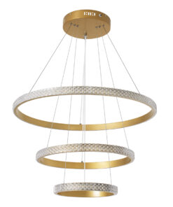 Alternative view of GLOBOSTAR® DIAMOND TRIO 61137 Μοντέρνο Κρεμαστό Φωτιστικό Οροφής LED 100W 12123lm 360° AC 220-240V IP20 Ρυθμιζόμενο Λευκό CCT με Χειριστήριο από 2700K έως 6000K Dimmable - Lumileds SMD Chip - Χρυσό Βούρτσας - Μ60 x Π60 x Υ60cm - 3 Χρόνια Εγγύηση