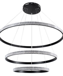 Alternative view of GLOBOSTAR® DIAMOND TRIO 61138 Μοντέρνο Κρεμαστό Φωτιστικό Οροφής LED 120W 14723lm 360° AC 220-240V IP20 Ρυθμιζόμενο Λευκό CCT με Χειριστήριο από 2700K έως 6000K Dimmable - Lumileds SMD Chip - Μαυρό - Μ80 x Π80 x Υ90cm - 3 Χρόνια Εγγύηση