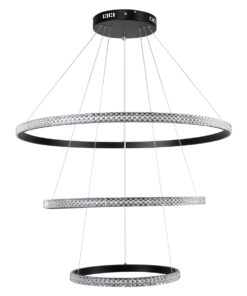GLOBOSTAR® DIAMOND TRIO 61138-DECO Μοντέρνο Κρεμαστό Φωτιστικό Οροφής LED 120W 14723lm 360° AC 220-240V IP20 Ρυθμιζόμενο Λευκό CCT με Χειριστήριο από 2700K έως 6000K Dimmable - Lumileds SMD Chip - Μαύρο - Μ80 x Π80 x Υ90cm - 3 Χρόνια Εγγύηση 19 61138 deco 5