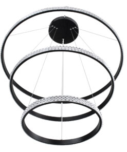 GLOBOSTAR® DIAMOND TRIO 61138-DECO Μοντέρνο Κρεμαστό Φωτιστικό Οροφής LED 120W 14723lm 360° AC 220-240V IP20 Ρυθμιζόμενο Λευκό CCT με Χειριστήριο από 2700K έως 6000K Dimmable - Lumileds SMD Chip - Μαύρο - Μ80 x Π80 x Υ90cm - 3 Χρόνια Εγγύηση 20 61138 deco 6