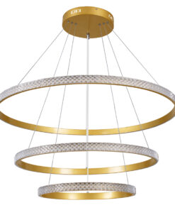 Alternative view of GLOBOSTAR® DIAMOND TRIO 61139 Μοντέρνο Κρεμαστό Φωτιστικό Οροφής LED 120W 14723lm 360° AC 220-240V IP20 Ρυθμιζόμενο Λευκό CCT με Χειριστήριο από 2700K έως 6000K Dimmable - Lumileds SMD Chip - Χρυσό Βούρτσας - Μ80 x Π80 x Υ60cm - 3 Χρόνια Εγγύηση