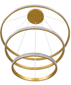 GLOBOSTAR® DIAMOND TRIO 61139 Μοντέρνο Κρεμαστό Φωτιστικό Οροφής LED 120W 14723lm 360° AC 220-240V IP20 Ρυθμιζόμενο Λευκό CCT με Χειριστήριο από 2700K έως 6000K Dimmable - Lumileds SMD Chip - Χρυσό Βούρτσας - Μ80 x Π80 x Υ60cm - 3 Χρόνια Εγγύηση 18 61139 4