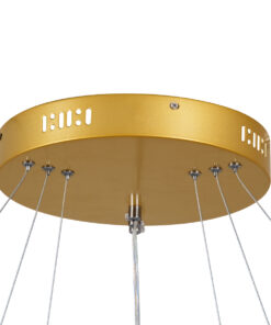 GLOBOSTAR® DIAMOND TRIO 61139 Μοντέρνο Κρεμαστό Φωτιστικό Οροφής LED 120W 14723lm 360° AC 220-240V IP20 Ρυθμιζόμενο Λευκό CCT με Χειριστήριο από 2700K έως 6000K Dimmable - Lumileds SMD Chip - Χρυσό Βούρτσας - Μ80 x Π80 x Υ60cm - 3 Χρόνια Εγγύηση 22 61139 8