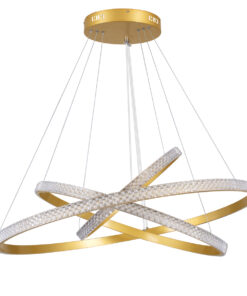 Alternative view of GLOBOSTAR® DIAMOND TRIO 61139-DECO Μοντέρνο Κρεμαστό Φωτιστικό Οροφής LED 120W 14723lm 360° AC 220-240V IP20 Ρυθμιζόμενο Λευκό CCT με Χειριστήριο από 2700K έως 6000K Dimmable - Lumileds SMD Chip - Χρυσό Βούρτσας - Μ40 x Π60 x Υ80cm - 3 Χρόνια Εγγύηση