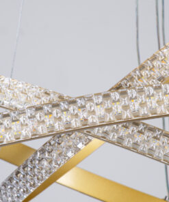 GLOBOSTAR® DIAMOND TRIO 61139-DECO Μοντέρνο Κρεμαστό Φωτιστικό Οροφής LED 120W 14723lm 360° AC 220-240V IP20 Ρυθμιζόμενο Λευκό CCT με Χειριστήριο από 2700K έως 6000K Dimmable - Lumileds SMD Chip - Χρυσό Βούρτσας - Μ40 x Π60 x Υ80cm - 3 Χρόνια Εγγύηση 17 61139 deco 3