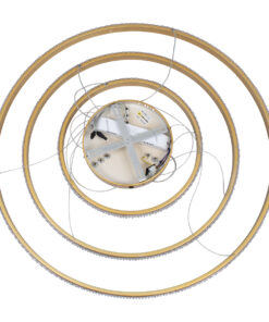 GLOBOSTAR® DIAMOND TRIO 61139-DECO Μοντέρνο Κρεμαστό Φωτιστικό Οροφής LED 120W 14723lm 360° AC 220-240V IP20 Ρυθμιζόμενο Λευκό CCT με Χειριστήριο από 2700K έως 6000K Dimmable - Lumileds SMD Chip - Χρυσό Βούρτσας - Μ40 x Π60 x Υ80cm - 3 Χρόνια Εγγύηση 23 61139 deco 9