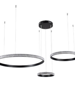 Alternative view of GLOBOSTAR® DIAMOND TRIO 61142 Μοντέρνο Κρεμαστό Φωτιστικό Οροφής LED 100W 12123lm 360° AC 220-240V IP20 Ρυθμιζόμενο Λευκό CCT με Χειριστήριο από 2700K έως 6000K Dimmable - Lumileds SMD Chip - Μαυρό Ματ - Μ110 x Π110 x Υ60cm - 3 Χρόνια Εγγύηση