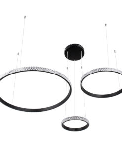 GLOBOSTAR® DIAMOND TRIO 61142 Μοντέρνο Κρεμαστό Φωτιστικό Οροφής LED 100W 12123lm 360° AC 220-240V IP20 Ρυθμιζόμενο Λευκό CCT με Χειριστήριο από 2700K έως 6000K Dimmable - Lumileds SMD Chip - Μαυρό Ματ - Μ110 x Π110 x Υ60cm - 3 Χρόνια Εγγύηση 14 61142 3