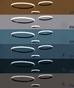 GLOBOSTAR® DIAMOND TRIO 61144 Μοντέρνο Κρεμαστό Φωτιστικό Οροφής LED 120W 14723lm 360° AC 220-240V IP20 Ρυθμιζόμενο Λευκό CCT με Χειριστήριο από 2700K έως 6000K Dimmable - Lumileds SMD Chip - Μαυρό Ματ - Μ150 x Π150 x Υ60cm - 3 Χρόνια Εγγύηση 20 61144 9