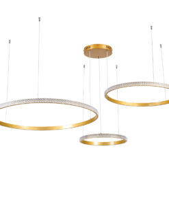 Alternative view of GLOBOSTAR® DIAMOND TRIO 61145 Μοντέρνο Κρεμαστό Φωτιστικό Οροφής LED 120W 14723lm 360° AC 220-240V IP20 Ρυθμιζόμενο Λευκό CCT με Χειριστήριο από 2700K έως 6000K Dimmable - Lumileds SMD Chip - Χρυσό Βούρτσας - Μ150 x Π150 x Υ60cm - 3 Χρόνια Εγγύηση