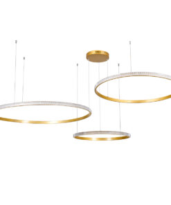 Alternative view of GLOBOSTAR® DIAMOND TRIO 61147 Μοντέρνο Κρεμαστό Φωτιστικό Οροφής LED 150W 18379lm 360° AC 220-240V IP20 Ρυθμιζόμενο Λευκό CCT με Χειριστήριο από 2700K έως 6000K Dimmable - Lumileds SMD Chip - Χρυσό Βούρτσας - Μ170 x Π170 x Υ60cm - 3 Χρόνια Εγγύηση