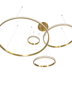 GLOBOSTAR® DIAMOND TETRA 61149 Μοντέρνο Κρεμαστό Φωτιστικό Οροφής LED 150W 18379lm 360° AC 220-240V IP20 Ρυθμιζόμενο Λευκό CCT με Χειριστήριο από 2700K έως 6000K Dimmable - Lumileds SMD Chip - Χρυσό Βούρτσας - Μ150 x Π150 x Υ60cm - 3 Χρόνια Εγγύηση 14 61149 3