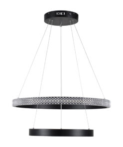 GLOBOSTAR® DIAMOND DUO 61150 Μοντέρνο Κρεμαστό Φωτιστικό Οροφής LED 75W 8743lm 360° AC 220-240V IP20 Ρυθμιζόμενο Λευκό CCT με Χειριστήριο από 2700K έως 6000K Dimmable - Lumileds SMD Chip - Μαυρό Ματ - Μ60 x Π60 x Υ40cm - 3 Χρόνια Εγγύηση 17 61150 3