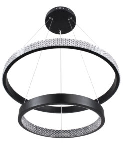 GLOBOSTAR® DIAMOND DUO 61150 Μοντέρνο Κρεμαστό Φωτιστικό Οροφής LED 75W 8743lm 360° AC 220-240V IP20 Ρυθμιζόμενο Λευκό CCT με Χειριστήριο από 2700K έως 6000K Dimmable - Lumileds SMD Chip - Μαυρό Ματ - Μ60 x Π60 x Υ40cm - 3 Χρόνια Εγγύηση 18 61150 4