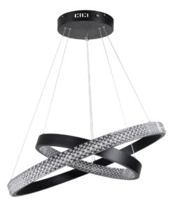 GLOBOSTAR® DIAMOND DUO 61150 Μοντέρνο Κρεμαστό Φωτιστικό Οροφής LED 75W 8743lm 360° AC 220-240V IP20 Ρυθμιζόμενο Λευκό CCT με Χειριστήριο από 2700K έως 6000K Dimmable - Lumileds SMD Chip - Μαυρό Ματ - Μ60 x Π60 x Υ40cm - 3 Χρόνια Εγγύηση 19 61150 5